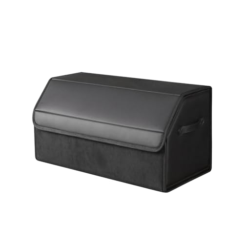 car organizers and storage for SUV,trunk organizer for sedan, leather foldable sleek box with lid,collapsible cargo bins, tool accessories containers,Collapsible Suede velvet (18 inch Covered) - size: 18 inch Covered