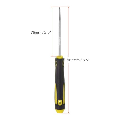 HARFINGTON 2pcs Straight Picks 165mm Zinc Alloy Rubber Handle Round Automotive Pick Tool Set for Removing O Rings Small Items, Black Yellow