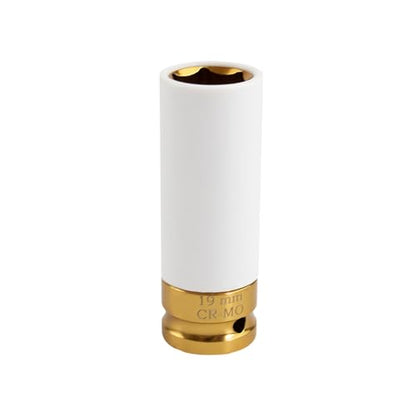 1/2" Drive 19 mm Lug Nut Impact Socket, CR-MO Thin Wall Deep Lug Nut Socket, Non-Marring Wheel Rim Protector Sleeve, Auto Tire Repair Maintenance Accessories (19MM) - size: 19MM
