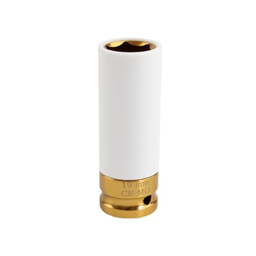 1/2" Drive 19 mm Lug Nut Impact Socket, CR-MO Thin Wall Deep Lug Nut Socket, Non-Marring Wheel Rim Protector Sleeve, Auto Tire Repair Maintenance Accessories (19MM) - size: 19MM