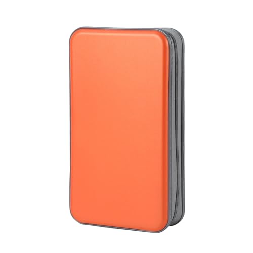 alavisxf xx CD Case, 96 Capacity Hard Plastic Organizer Wallet for Car | CD DVD Holder, Portable Hand Strap, Zipper Closure, Anti-Slip Scratch-Resistant Sleeves, Disc Storage, for Home Office Travel - color: Orange, size: 96 Capacity