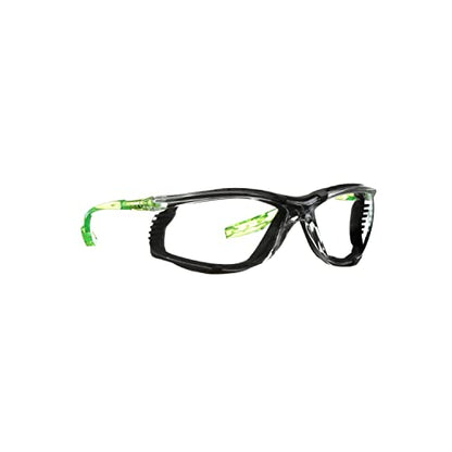 3M Safety Glasses Scotchgard Anti-Fog Coating - color: Clear Lens, Green/Black Frame With Foam Gasket, size: One size fits most