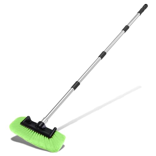 ZIMISI 59" Car Wash Brush with Long Handle, No Scratch Soft Bristle Cleaning Brush, Extendable Windshield Cleaner Tool, Car Cleaning Kit for Boat, RV, Truck, House Siding, Solar Panel (Green) - color: Green