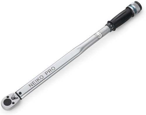 Neiko PRO 03709B 1/2-Inch-Drive Torque Wrench, 25-Inch Adjustable Click Torque Wrench, Made with Chrome Vanadium CrV Steel, SAE - size: 50 - 250 ft-lb, 25" Length, style: 1/2" Drive