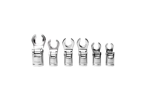 4LIFETIMELINES 3/8" Drive Crow's Feet Adjustable Flare Nut Sockets | 6 Piece Metric Set, 10mm, 12mm, 13mm, 14mm, 15mm, 17mm - size: 0.394 - 0.669 in