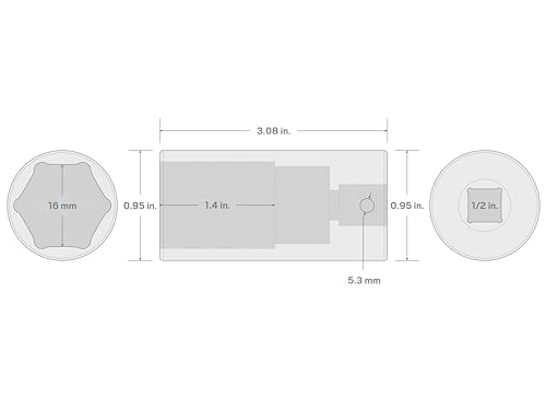 TEKTON 1/2 Inch Drive x 16 mm Deep 6-Point Impact Socket | SID23116 - size: 16 mm, style: Deep