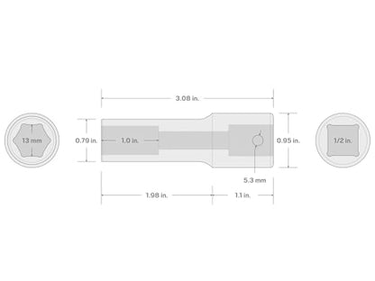 TEKTON 1/2 Inch Drive x 13 mm Deep 6-Point Impact Socket | SID23113 - size: 13 mm, style: Deep