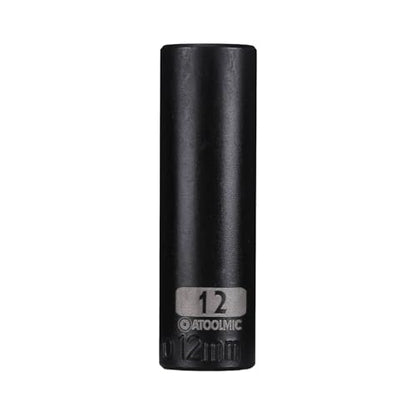 3/8 Inch Drive x 12mm Deep 6PT CR-MO Impact Socket for Removing Axle nut | Metric Socket,6-Point Radius Corner Design,Two Size Markings,Square Chamfered Opening,For Removal of Axle Nut - size: 12 mm, style: 3/8" Drive Deep Socket
