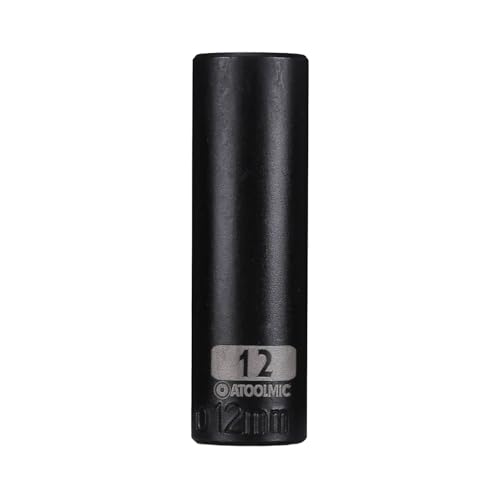 3/8 Inch Drive x 12mm Deep 6PT CR-MO Impact Socket for Removing Axle nut | Metric Socket,6-Point Radius Corner Design,Two Size Markings,Square Chamfered Opening,For Removal of Axle Nut - size: 12 mm, style: 3/8" Drive Deep Socket