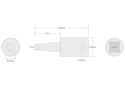TEKTON 1/2 Inch Drive x T70 Torx Impact Bit Socket | SIB24270 - size: T70