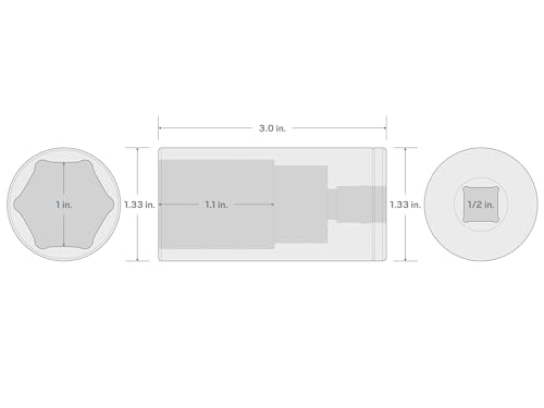 TEKTON 1/2 Inch Drive x 1 Inch Deep 6-Point Socket | SHD23025 - size: 1 Inch, style: Deep