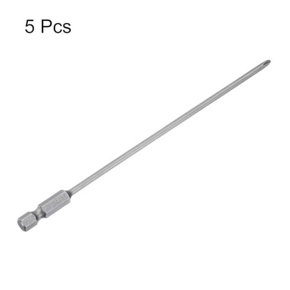 HARFINGTON 5pcs #1 Phillips Screwdriver Bit PH1 1/4" Hex Shank 6" (150mm) Long Magnetic S2 Steel Industrial Grade Screw Driver Bit Cross Head Electric Drill Bits 0.118" (3mm) Rod - size: PH1 x 150mm x 3mm