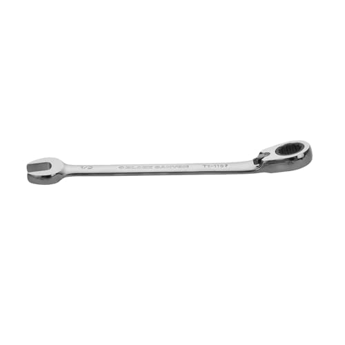 BLACK CANYON 1/2 Inch Ratchet Combination Wrench, 12-Point Box End & Hex Opening, Polished Steel Ratcheting Wrench with SAE & Metric Sizes - size: 1/2 Inch, style: Inch