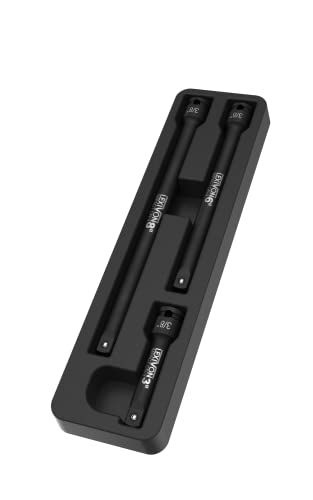LEXIVON Impact Driver Extension Bar Set, 3/8" Drive | 3-Piece 3" 6" & 8" Long, Organized In A Tray | Hardened and Heat Treated Chrome Vanadium Steel (LX-114) - size: 3/8" Drive Extension Bar Set