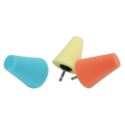 Hub Polishing Sponge Kit - 3PCS Conical Buffing Pads for Wheels/Cars/Motorcycles | Drill Attachment for Mark Erasure & Mirror Shine | Flexible Design for Hard - to - Reach