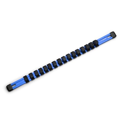 Capri Tools Aluminum Socket Rail, 1/2 in. Drive, 17 in. Long, 16 Socket Clips, Blue - color: Blue, size: 1/2 in. Drive