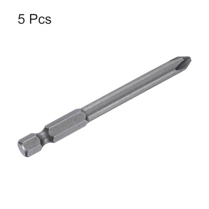 HARFINGTON 5pcs #2 Phillips Screwdriver Bit PH2 1/4" Hex Shank 3" (75mm) Long Magnetic S2 Steel Industrial Grade Screw Driver Bit Cross Head Electric Drill Bits 0.236" (6mm) Rod - size: PH2 x 75mm x 6mm
