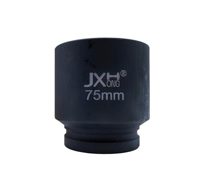 1-1/2" Drive Impact Socket, 6-Point, Heat Treated Cr-Mo Steel – Heavy Duty for Hydraulic Impact Wrench (75mm) - size: 75mm