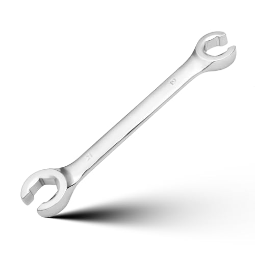 Flare Nut Wrench 19mm x 21mm Double Open End 45 Steel Metric Brake Line Wrenches 15-Degree Offset Design for Removing and Onstalling Nuts in Automotive, Plumbing, and Industrial Applications - size: 19*21mm