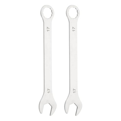 HARFINGTON 2Pcs Super Thin Combination Wrench 17mm Metric 12-Point Box and Open End Stainless Steel Double Ended Spanner Tool for Automotive Pipe Furniture Machinery DIY Repair, Silver - size: 17mm