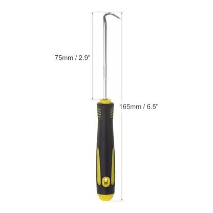 HARFINGTON 2pcs 45 Degree Picks 165mm Zinc Alloy Rubber Handle Round Automotive Pick Tool Set for Removing O Rings Small Items, Black Yellow