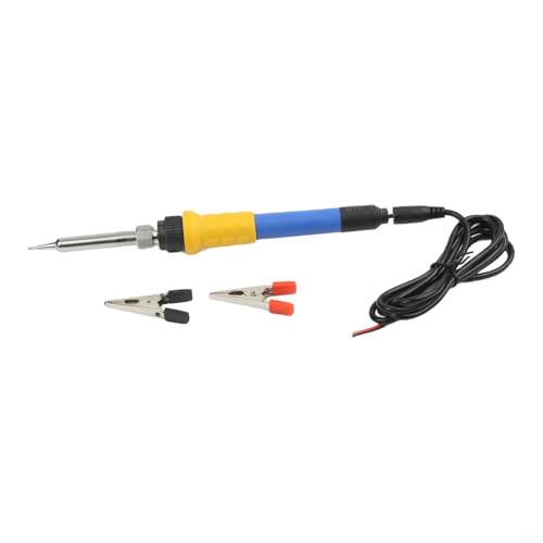 FABULETTA 60W DC 12V Electric Soldering Iron with Car Battery Clip, Portable Ceramic Heating Tool for Auto Wiring Repair, Fast Heat Up Silicone Handle, Lightweight Outdoor Soldering Kit