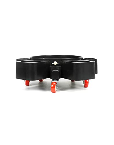 QWORK Bucket Dolly, Detailing Cart for 5 Gallon Car Wash Bucket, Rolling Bucket Dolly with 5 Rolling Swivel Casters and Compartments, for Car Washing Detailing System