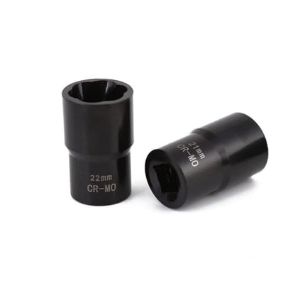 1/2” Drive Impact Bolt Nut Extractor Set, 5pcs Locking Wheel Lug Nut Remover Kit 17mm 19mm 21mm 22mm Twist Socket Tool Set Including a Punch Rod - size: 17-22mm 5pcs