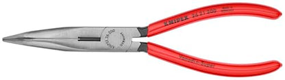 KNIPEX Tools - Long Nose Pliers With Cutter, 40 Degree Angled (2621200), 8 inches - color: Red and Silver, style: Classic