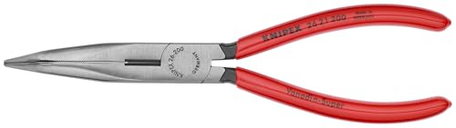 KNIPEX Tools - Long Nose Pliers With Cutter, 40 Degree Angled (2621200), 8 inches - color: Red and Silver, style: Classic