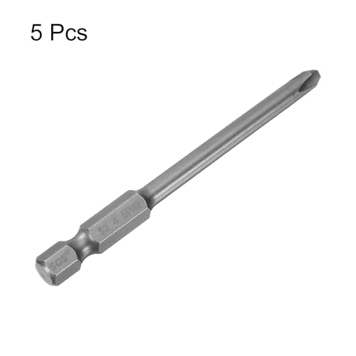HARFINGTON 5pcs #2 Phillips Screwdriver Bit PH2 1/4" Hex Shank 3" (75mm) Long Magnetic S2 Steel Industrial Grade Screw Driver Bit Cross Head Electric Drill Bits 0.177" (4.5mm) Rod - size: PH2 x 75mm x 4.5mm