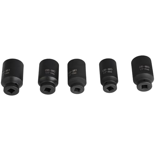ECCPP 5 Pcs 1/2 Drive Deep Impact Socket Set | 12 Point Metric 30mm 32mm 34mm 35mm 36mm,Drive Spindle Axle Hub Nut Socket Set Use for Disassembling and Installing Axle Nuts