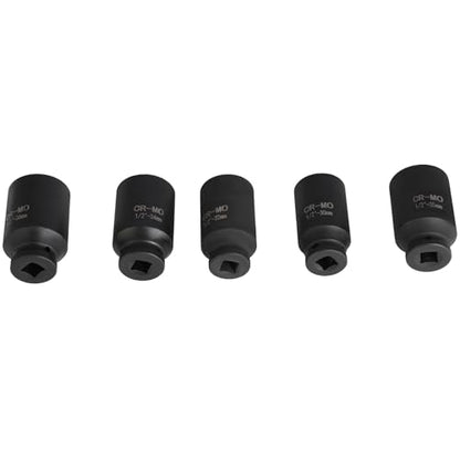 ECCPP 5 Pcs 1/2 Drive Deep Impact Socket Set | 12 Point Metric 30mm 32mm 34mm 35mm 36mm,Drive Spindle Axle Hub Nut Socket Set Use for Disassembling and Installing Axle Nuts