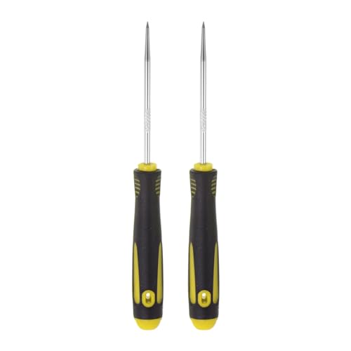 HARFINGTON 2pcs Straight Picks 165mm Zinc Alloy Rubber Handle Round Automotive Pick Tool Set for Removing O Rings Small Items, Black Yellow