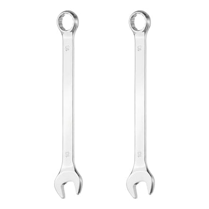 HARFINGTON 2Pcs Combination Wrench 18mm Metric 12-Point Box and Open End 45# Carbon Steel Double Ended Spanner Tool for Automotive Pipe Furniture Machinery DIY Repair, Silver White - size: 18mm