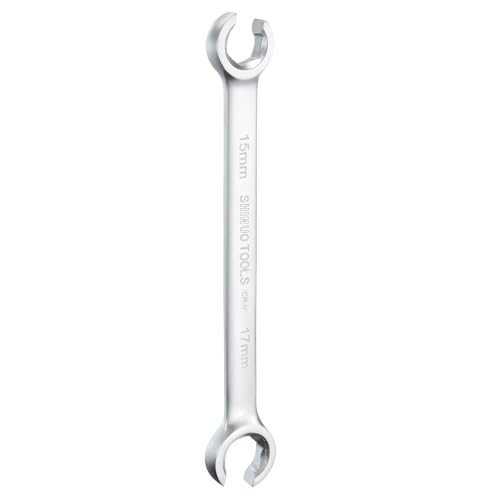 HARFINGTON Flare Nut Wrench 15mm x 17mm CR-V Nickel Plating Wrench for DIY Automotive Repairs and Household Maintenance - size: 15mm x 17mm
