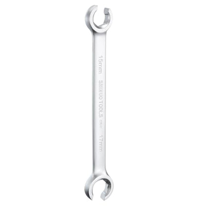 HARFINGTON Flare Nut Wrench 15mm x 17mm CR-V Nickel Plating Wrench for DIY Automotive Repairs and Household Maintenance - size: 15mm x 17mm