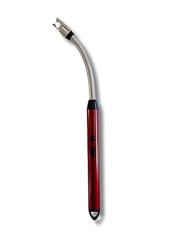 Electric Rechargeable Lighter with Flexible Long Neck - USB Powered - LED Battery Display - for Candles, Camping, and More (Candy Apple Red) - color: Candy Apple Red