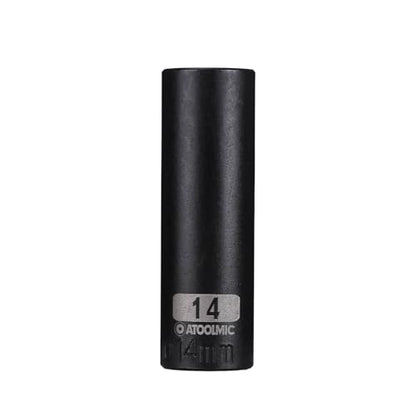 3/8 Inch Drive x 14mm Deep 6PT CR-MO Impact Socket for Removing Axle nut | Metric Socket,6-Point Radius Corner Design,Two Size Markings,Square Chamfered Opening,For Removal of Axle Nut - size: 14 mm, style: 3/8" Drive Deep Socket