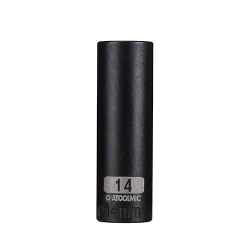 3/8 Inch Drive x 14mm Deep 6PT CR-MO Impact Socket for Removing Axle nut | Metric Socket,6-Point Radius Corner Design,Two Size Markings,Square Chamfered Opening,For Removal of Axle Nut - size: 14 mm, style: 3/8" Drive Deep Socket