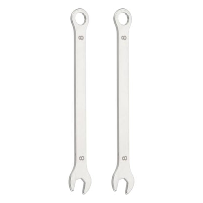 HARFINGTON 2Pcs Super Thin Combination Wrench 8mm Metric 12-Point Box and Open End Stainless Steel Double Ended Spanner Tool for Automotive Pipe Furniture Machinery DIY Repair, Silver - size: 8mm