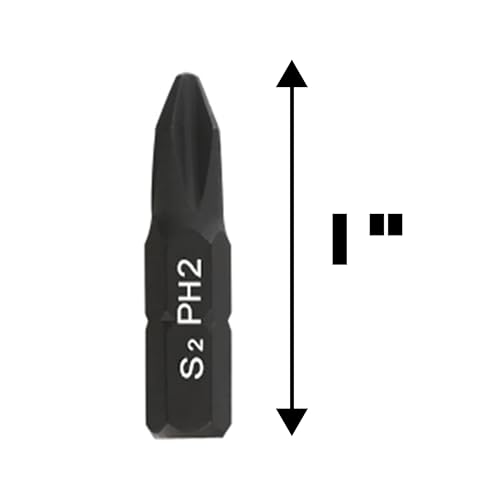 Narwhal Phillips #2 Screwdriver Impact Bits - 1 Inch (Bulk 100 Pack - Industrial Grade) Impact Rated CR-M Alloy Steel PH2 Magnetic Head Bits with Case. - style: Phillips - PH2
