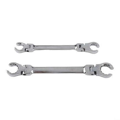 Adjustable Flare Nut Wrench Set with for FLEX Head, Chrome Vanadium Steel, Double Head, 9mm-21mm Sizes, Mirror Polished, for Home and Workshop Repairs