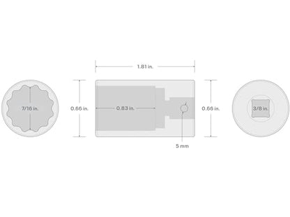 TEKTON 3/8 Inch Drive x 7/16 Inch Impact Socket | SID14211 - size: 7/16-Inch, style: Semi-Deep