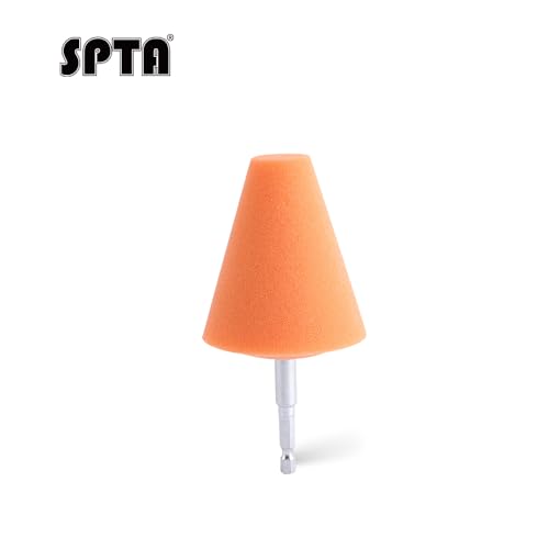 SPTA Polishing Cone, Car Wheel Hub Drill Buffing Sponge Pads Kit, Polishing Ball (Orange T140 Heavy Cut Polishing Cone) - color: Orange T140 Heavy Cut Polishing Cone
