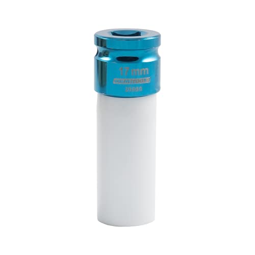OEMTOOLS 25565 17MM Lug Nut Socket, 1/2" Drive 17 mm Socket for Wheel Service, Non-Marring Sleeve, Thin Wall, CR-MO Steel for Impact Tools, 400 Ft-Lb Max Torque - size: 17mm (1 Piece)