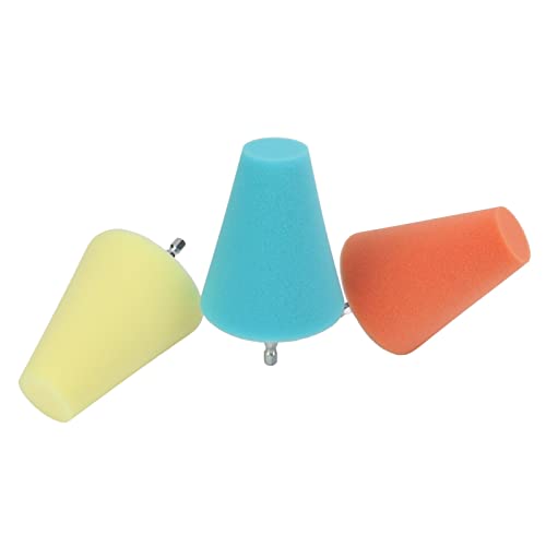 3PCS Polishing Cone, Conical Sponge Buffing Sponge Polishing Balls Wheel Foam Ball Hub Drill Buffing for Automotive Car Wheels