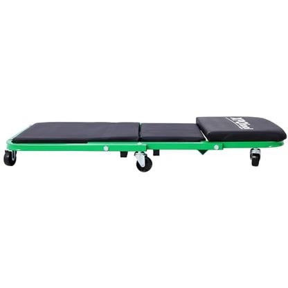 Mechanic Creeper, 36" Z Creeper Seat, Folding Car Creeper/Seat, 2 in 1 Garage Mechanic Gifts, 300 lbs Capacity, Low Profile Creeper with 6 pcs Casters in Garage/Shop for Fathers Day Tool Gift (Green)