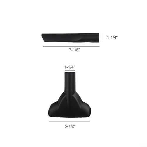 Vacuum Nozzle Kit 1.25 Inch, 3-Piece Set With Crevice Tool For Tight Spaces, Gulper Nozzle For Car Interior, Shop Hose Attachments For Wet Dry Vacuum