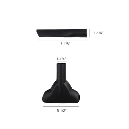 Vacuum Nozzle Kit 1.25 Inch, 3-Piece Set With Crevice Tool For Tight Spaces, Gulper Nozzle For Car Interior, Shop Hose Attachments For Wet Dry Vacuum